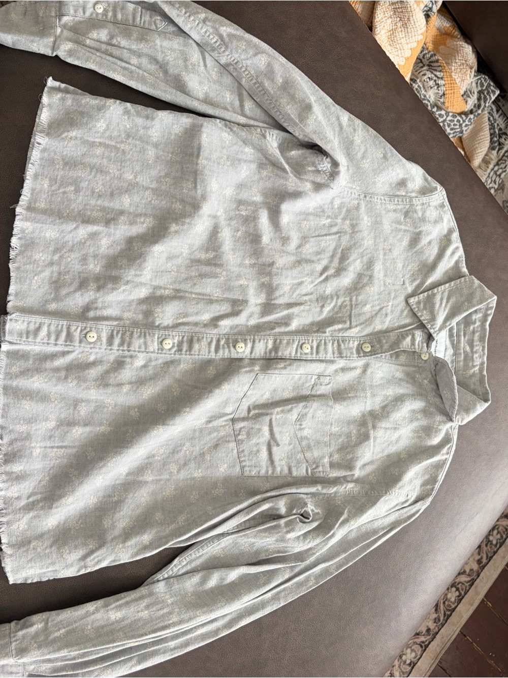 Current/Elliott Floral Chambray Button Down Shirt Size 1 Gray